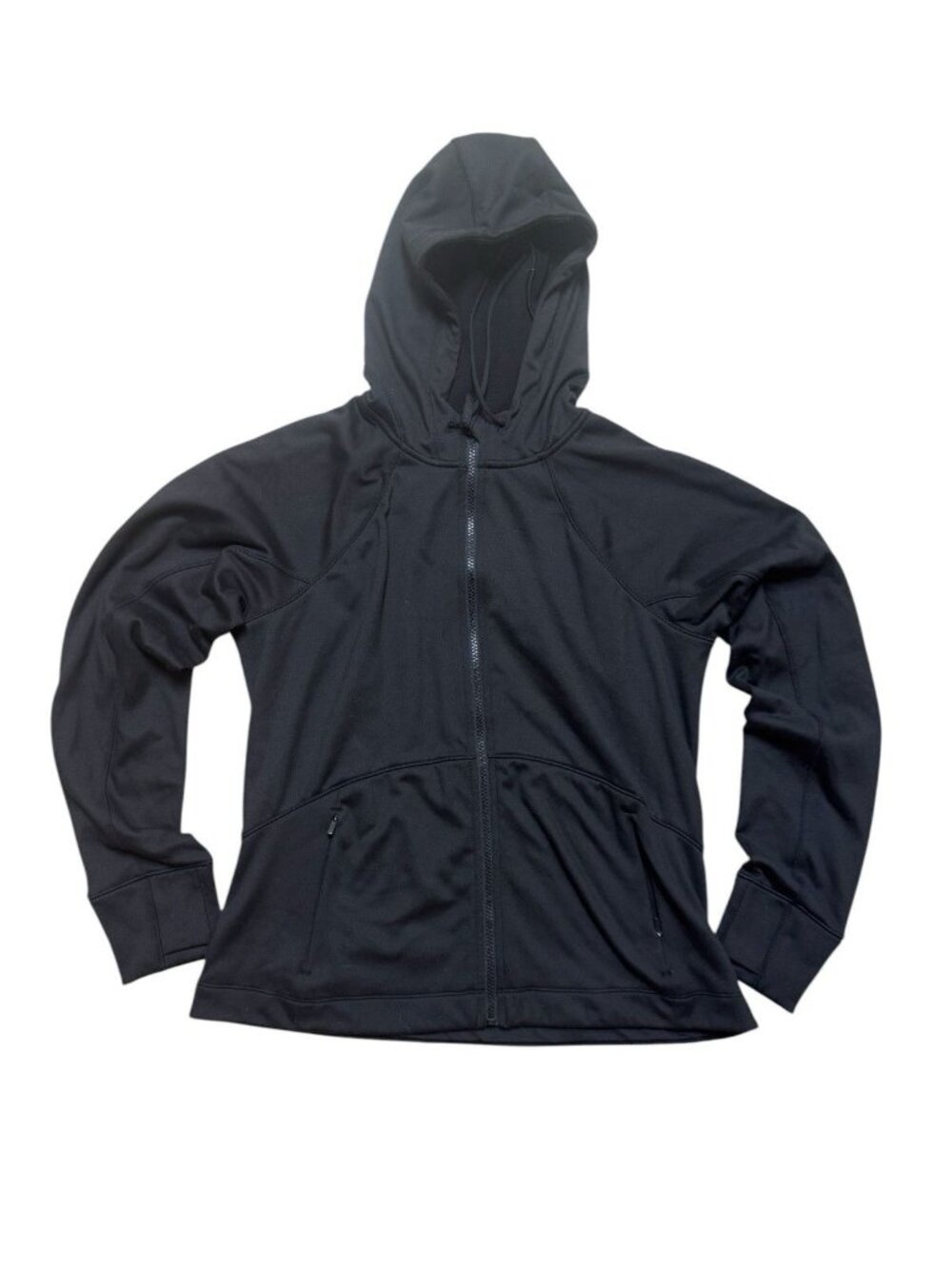 Athleta Black Zip Hoodie Jacket Womens Large Activewear Full Zip